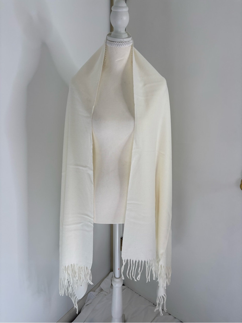 pashmina Cream Fringe Wrap Scarf